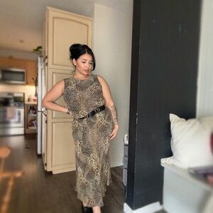 Vintage America Leopard Print Midi Dress